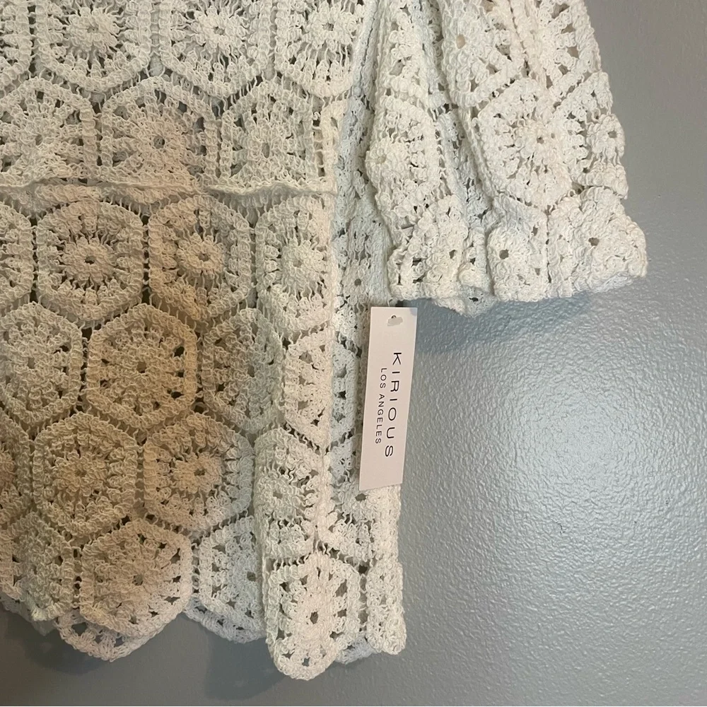 KIRIOUS Los Angeles Womens crochet Top SZ/LG NWT 100% Cotton